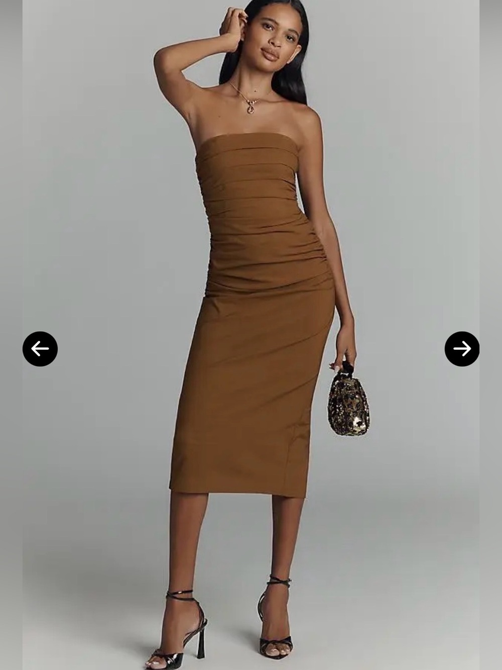 Anthropologie The Soleil Slim Strapless Ruched Dress